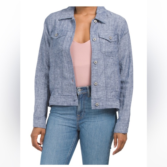 Jones New York Jackets & Blazers - 🎉LAST PIECE 🎉JONES & CO Linen Jean Jacket (RESTOCKED)